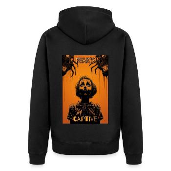 Für Horror Fans und Gefangene der Angst - Unisex Premium Bio Zip Hoodie - Schwarz - Hinten - Nico (187cm)