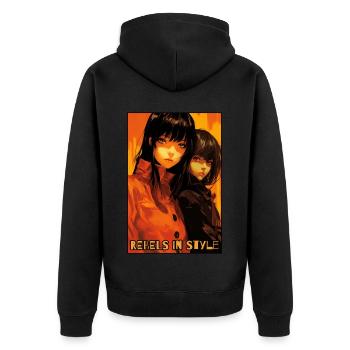 Rebellen mit Stil: Anime-Mädchen - Unisex Premium Bio Zip Hoodie - Schwarz - Hinten - Nico (187cm)