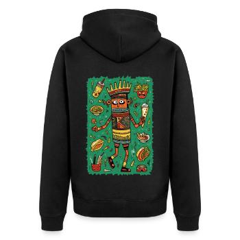 Hiéroglyphes amusants : restauration rapide - Veste à capuche bio Premium Unisexe - noir - Dos - Nico (187cm)