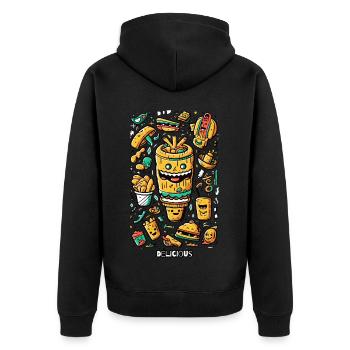 Delicious, fun fast food - Unisex Premium Organic Zip Hoodie - black - Back - Nico (187cm)