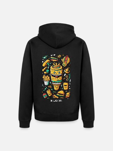 Delicious, fun fast food - Unisex Premium Organic Zip Hoodie - black