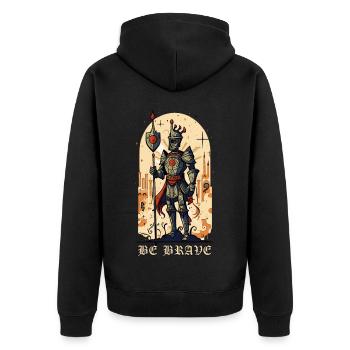 Be Brave – Medieval Knight - Unisex Premium Organic Zip Hoodie - black - Back - Nico (187cm)