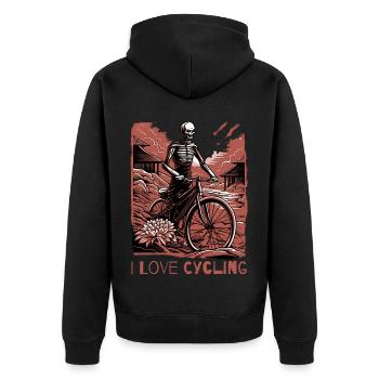 I love cycling - Unisex Premium Organic Zip Hoodie - black - Back - Nico (187cm)