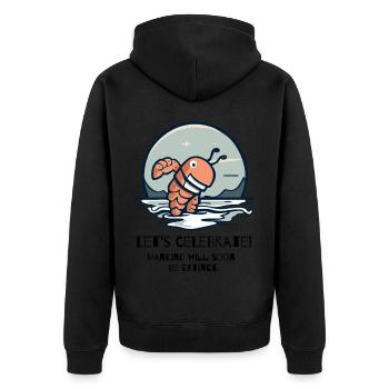Feier von Hummern und Menschheit im Klimawandel - Unisex Premium Bio Zip Hoodie - Schwarz - Hinten - Nico (187cm)