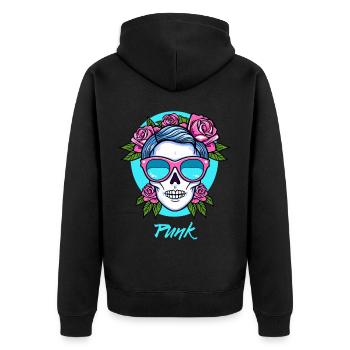 Punk skull and roses - Unisex Premium Organic Zip Hoodie - black - Back - Nico (187cm)