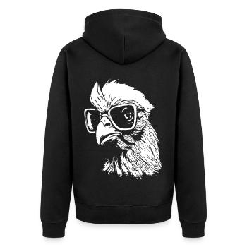 intelligentes Huhn - Unisex Premium Bio Zip Hoodie - Schwarz - Hinten - Nico (187cm)