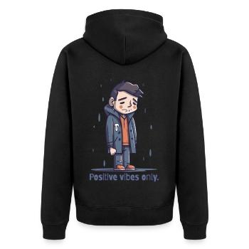 Seulement des ondes positives - Veste à capuche bio Premium Unisexe - noir - Dos - Nico (187cm)