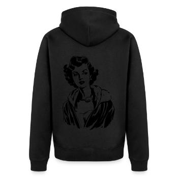 A classic woman from the 1950s - Unisex Premium Organic Zip Hoodie - black - Back - Nico (187cm)