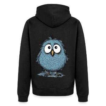ein süßer lustiger Vogel - Unisex Premium Bio Zip Hoodie - Schwarz - Hinten - Nico (187cm)