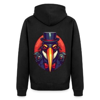 Cool Gangster Penguin - Unisex Premium Organic Zip Hoodie - black - Back - Nico (187cm)