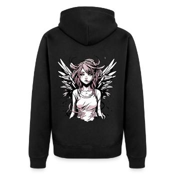 Fille ange moderne - Veste à capuche bio Premium Unisexe - noir - Dos - Nico (187cm)
