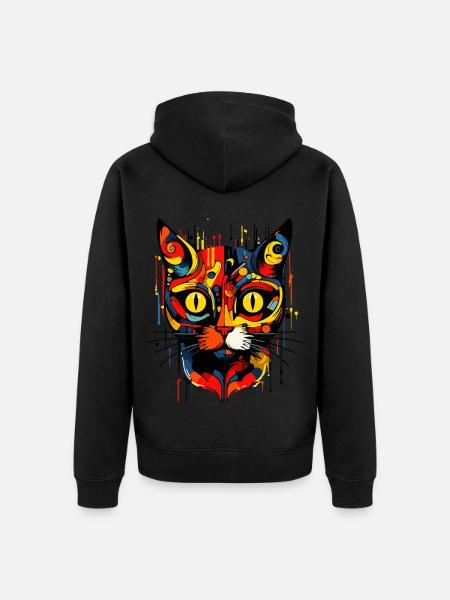 Abstract Art Cat - Unisex Premium Organic Zip Hoodie - black