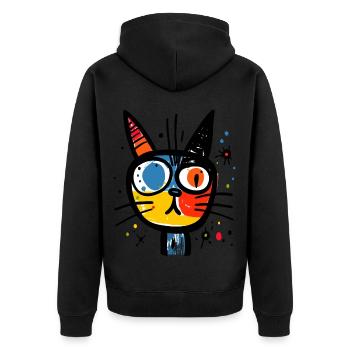 Résumé : Le chat fou et ordinaire - Veste à capuche bio Premium Unisexe - noir - Dos - Nico (187cm)