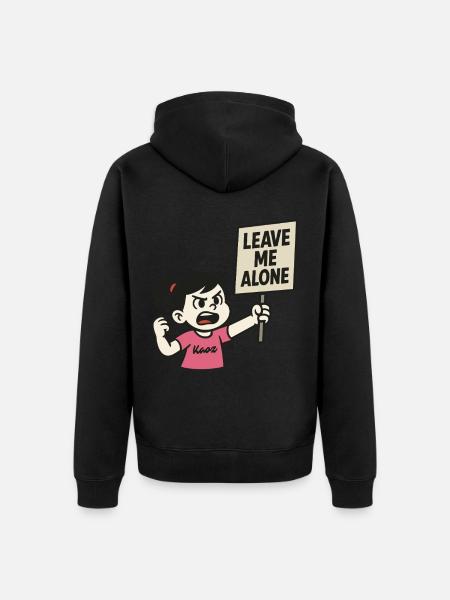 Leave Me Alone: Angry Girl - Unisex Premium Organic Zip Hoodie - black