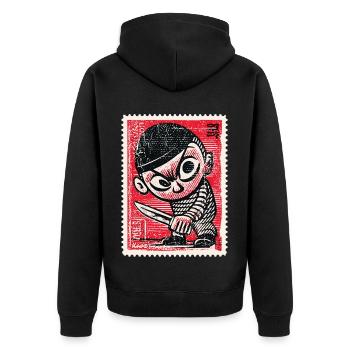 Bande dessinée gangster sur timbre-poste - Veste à capuche bio Premium Unisexe - noir - Dos - Nico (187cm)
