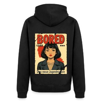 Bored : le nouveau faux magazine jeunesse - Veste à capuche bio Premium Unisexe - noir - Dos - Nico (187cm)