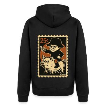Le petit Napoléon chevauche un cochon en colère - Veste à capuche bio Premium Unisexe - noir - Dos - Nico (187cm)