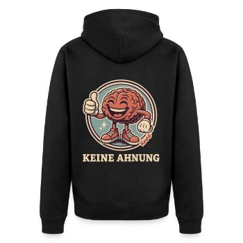 Keine Ahnung Gehirn - Unisex Premium Bio Zip Hoodie - Schwarz - Hinten - Nico (187cm)