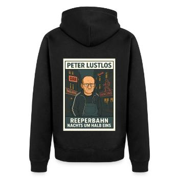 Peter Listless – Reeperbahn At Half Past One - Unisex Premium Organic Zip Hoodie - black - Back - Nico (187cm)