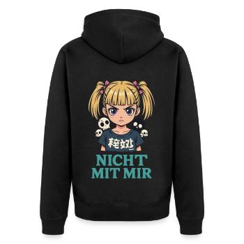 Pas avec moi – Angry Girl - Veste à capuche bio Premium Unisexe - noir - Dos - Nico (187cm)