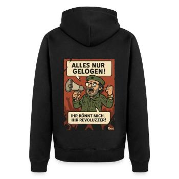 Tout cela n’est qu’un mensonge ! Parodie révolutionnaire - Veste à capuche bio Premium Unisexe - noir - Dos - Nico (187cm)
