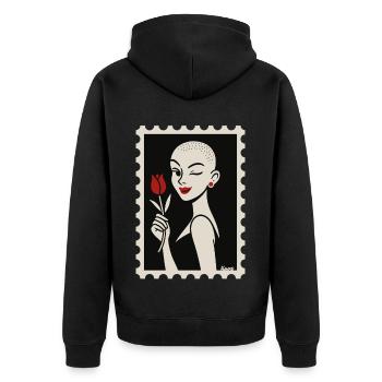 Buzzcut & Rose – un flirt de timbres - Veste à capuche bio Premium Unisexe - noir - Dos - Nico (187cm)