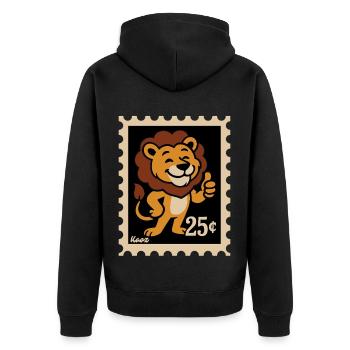 Friendly Lion on a Postage Stamp - Unisex Premium Organic Zip Hoodie - black - Back - Nico (187cm)