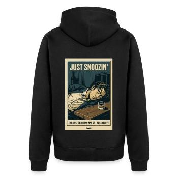 Einfach schnarchen – Nickerchen des Jahrhunderts - Unisex Premium Bio Zip Hoodie - Schwarz - Hinten - Nico (187cm)