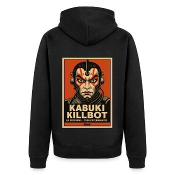 Kabuki Killbot – Rencontre le théâtre et la science-fiction - Veste à capuche bio Premium Unisexe - noir - Dos - Nico (187cm)