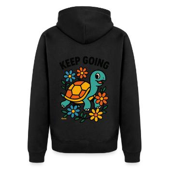 Tortue motivante avec des fleurs - Veste à capuche bio Premium Unisexe - noir - Dos - Nico (187cm)
