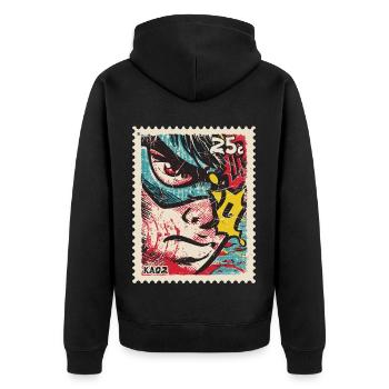 Héros de bande dessinée comme tampon rétro - Veste à capuche bio Premium Unisexe - noir - Dos - Nico (187cm)