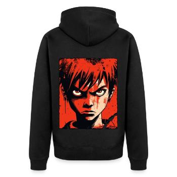 Angry boy in red cartoon style - Unisex Premium Organic Zip Hoodie - black - Back - Nico (187cm)