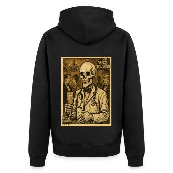 Dr. SkeltaMortis: Final diagnosis at the banquet - Unisex Premium Organic Zip Hoodie - black - Back - Nico (187cm)