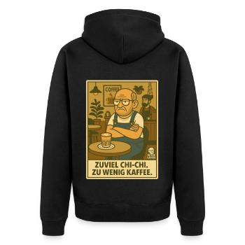 Peter Listless in Too Much Chi-Chi, Too Little Coffee - Unisex Premium Organic Zip Hoodie - black - Back - Nico (187cm)