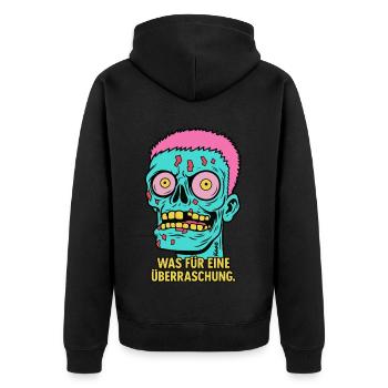 Was für eine Überraschung – Zombie-Reaktion - Unisex Premium Bio Zip Hoodie - Schwarz - Hinten - Nico (187cm)