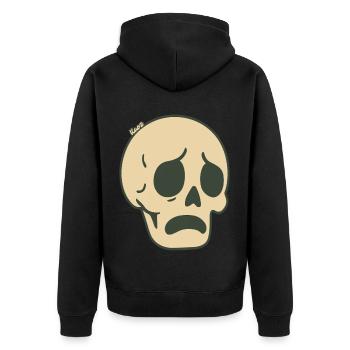 Triste crâne bande dessinée Sticker Design - Veste à capuche bio Premium Unisexe - noir - Dos - Nico (187cm)
