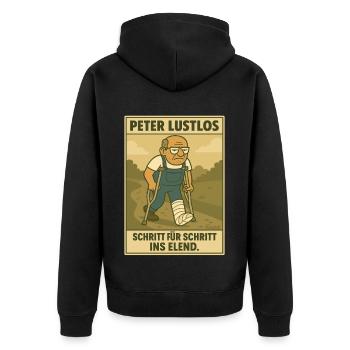 Peter Listless – Pas à pas dans la misère - Veste à capuche bio Premium Unisexe - noir - Dos - Nico (187cm)