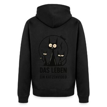 La vie : une vidéo de chat - Veste à capuche bio Premium Unisexe - noir - Dos - Nico (187cm)