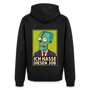 Zombie im Anzug hasst seinen Job - Unisex Premium Bio Zip Hoodie - Schwarz - Hinten - Nico (187cm)