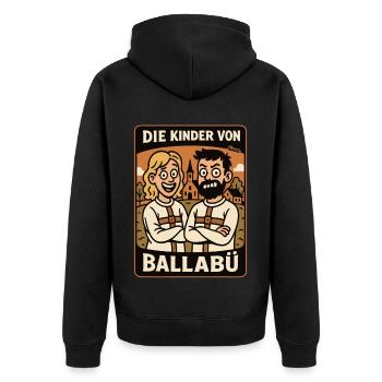 Die Kinder von Ballabü und die lustige Dorf Idylle - Unisex Premium Bio Zip Hoodie - Schwarz - Hinten - Nico (187cm)