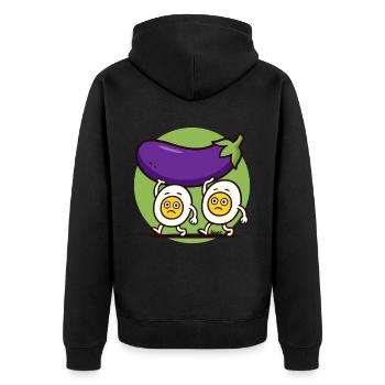 Hard-working eggs bear large eggplant - Unisex Premium Organic Zip Hoodie - black - Back - Nico (187cm)
