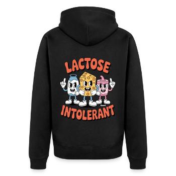 Die intollerante Lactoseintoleranz Gang - Unisex Premium Bio Zip Hoodie - Schwarz - Hinten - Nico (187cm)