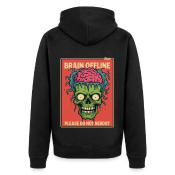 Zombie mit offenem Gehirn ist Offline - Unisex Premium Bio Zip Hoodie - Schwarz - Hinten - Nico (187cm)