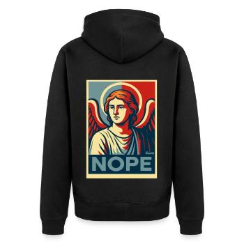 Angel in poster style with no saying motif - Unisex Premium Organic Zip Hoodie - black - Back - Nico (187cm)