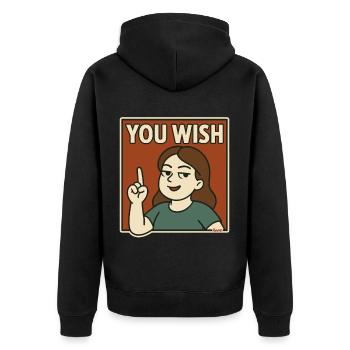 Confident woman with saying Dream on - Unisex Premium Organic Zip Hoodie - black - Back - Nico (187cm)