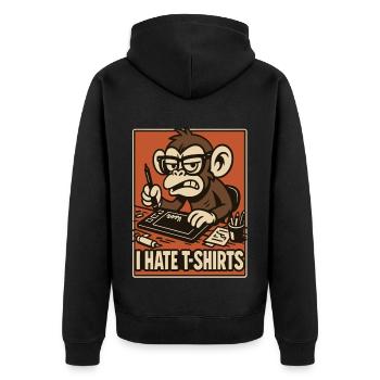 Angry monkey on drawing tablet comic style - Unisex Premium Organic Zip Hoodie - black - Back - Nico (187cm)