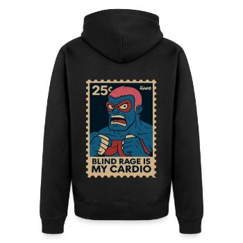 Comic Wrestler Saying Blind Rage Is My Cardio - Unisex Premium Organic Zip Hoodie - black - Back - Nico (187cm)