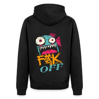 Wild fish cries out for take-off in bright colors - Unisex Premium Organic Zip Hoodie - black - Back - Nico (187cm)