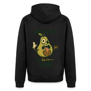 Verrückte Birne mit Socke und null Interesse - Unisex Premium Bio Zip Hoodie - Schwarz - Hinten - Nico (187cm)