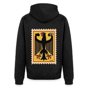 Graphic stamp with stylized eagle - Unisex Premium Organic Zip Hoodie - black - Back - Nico (187cm)